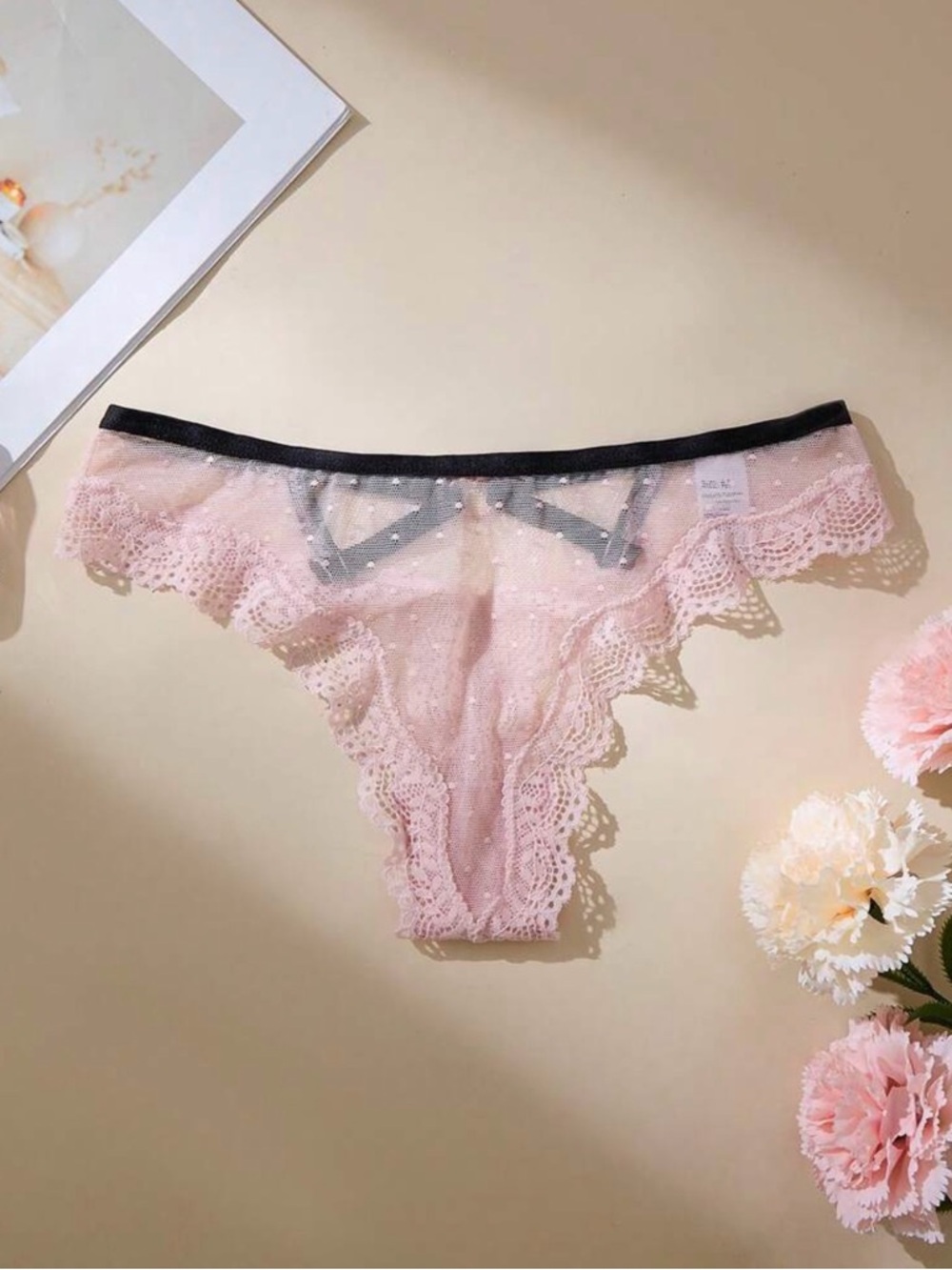 Sheer Lace Bikini Panty - Pink